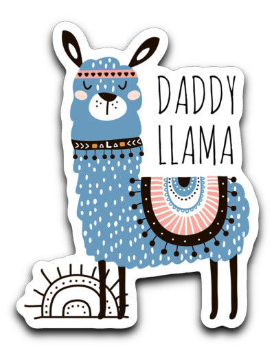 Daddy Llama Sticker, New Dad Push Present Laptop Decal, Water Bottle and Happy Mail Stickers